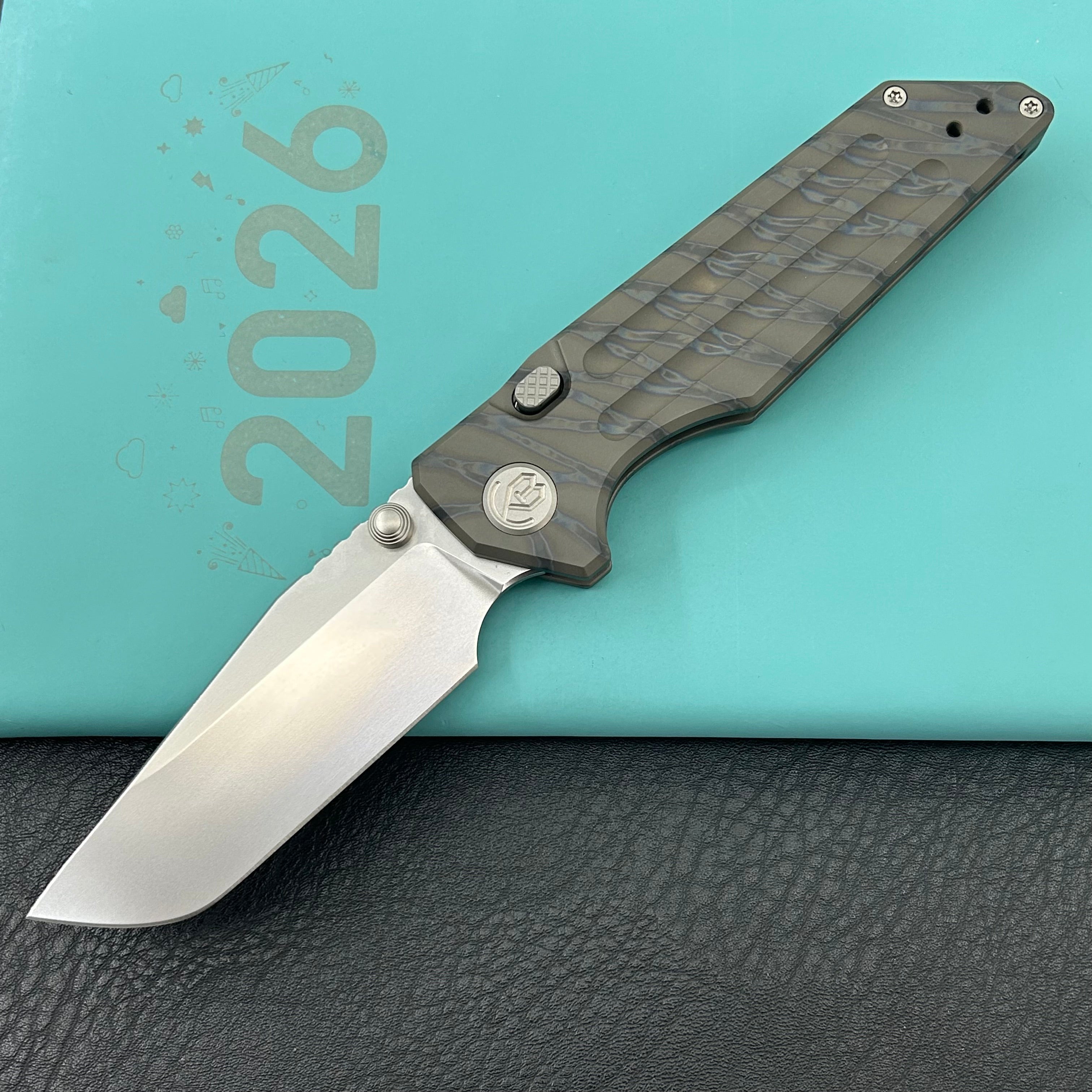 KB KNIVES KB462F Relentless Folding Knife Flame Ano Titanium Handle 3.46'' Silver Bead Blasting M390 Blade