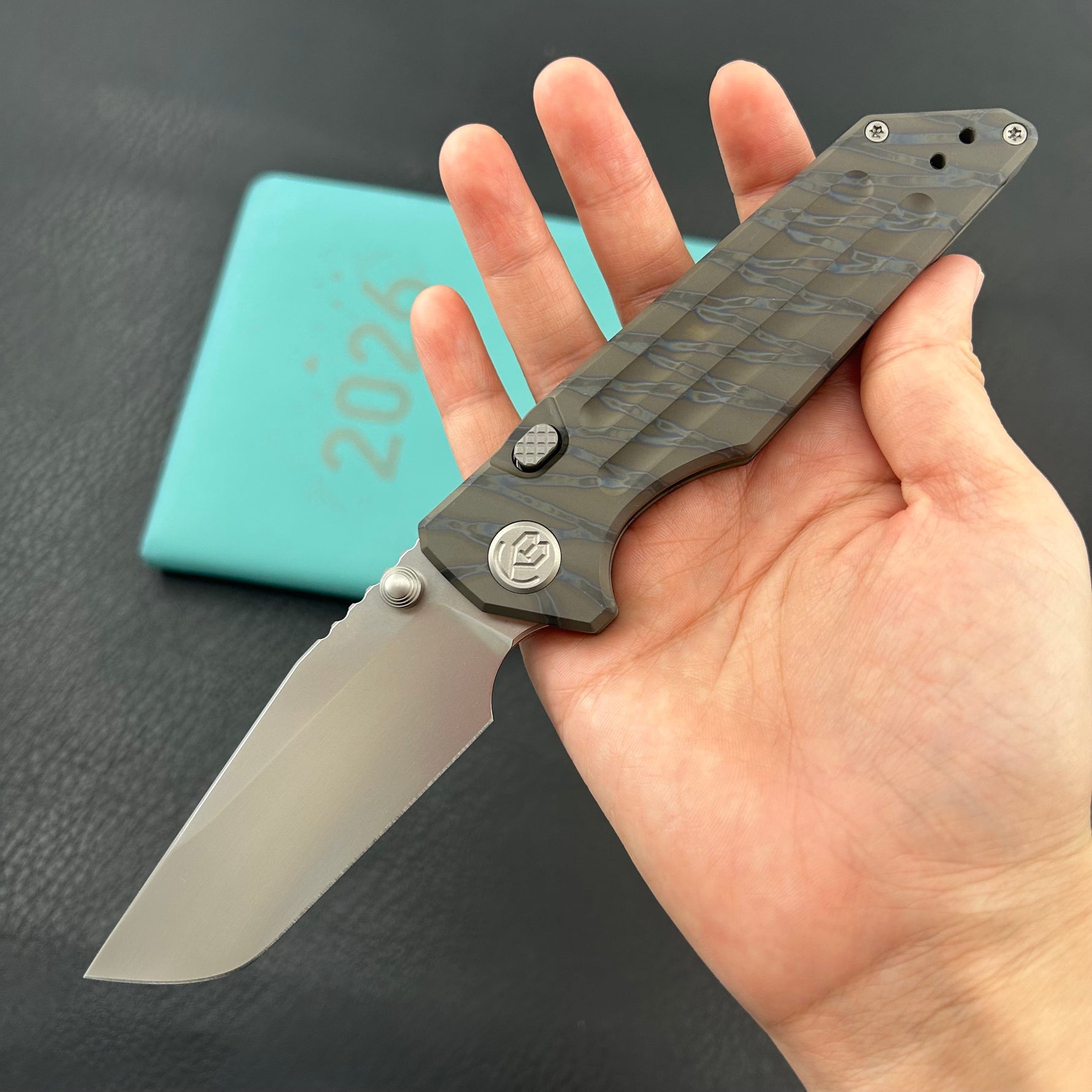 KB KNIVES KB462F Relentless Folding Knife Flame Ano Titanium Handle 3.46'' Silver Bead Blasting M390 Blade
