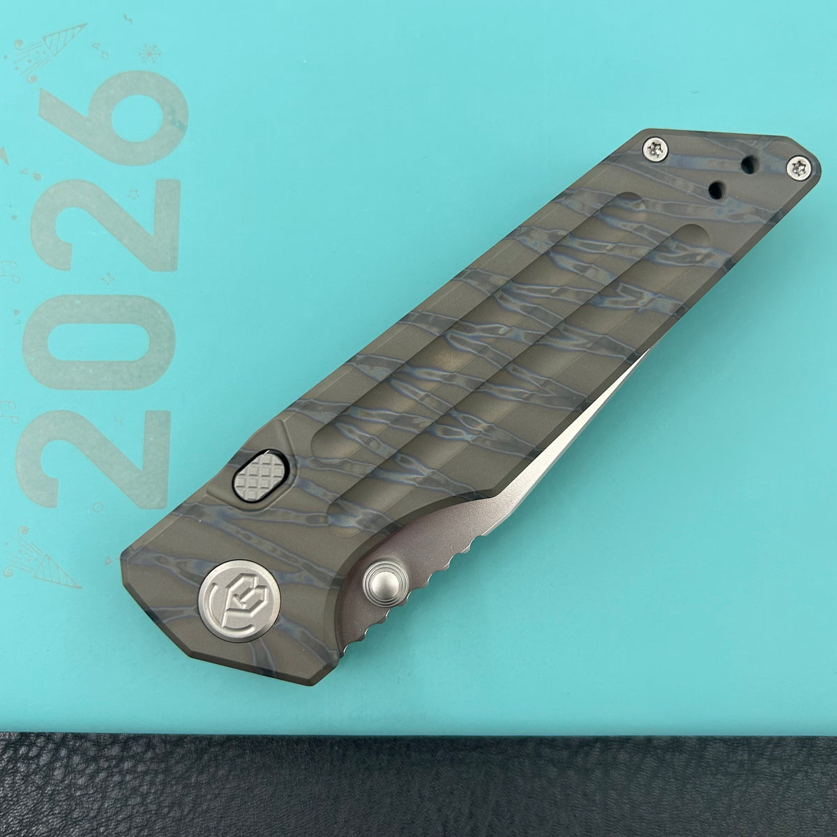 KB KNIVES KB462F Relentless Folding Knife Flame Ano Titanium Handle 3.46'' Silver Bead Blasting M390 Blade