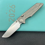 KB KNIVES KB462E Relentless Folding Knife Sandblasting Titanium Handle 3.46'' Silver Bead Blasting M390 Blade