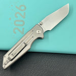 KB KNIVES KB462E Relentless Folding Knife Sandblasting Titanium Handle 3.46'' Silver Bead Blasting M390 Blade