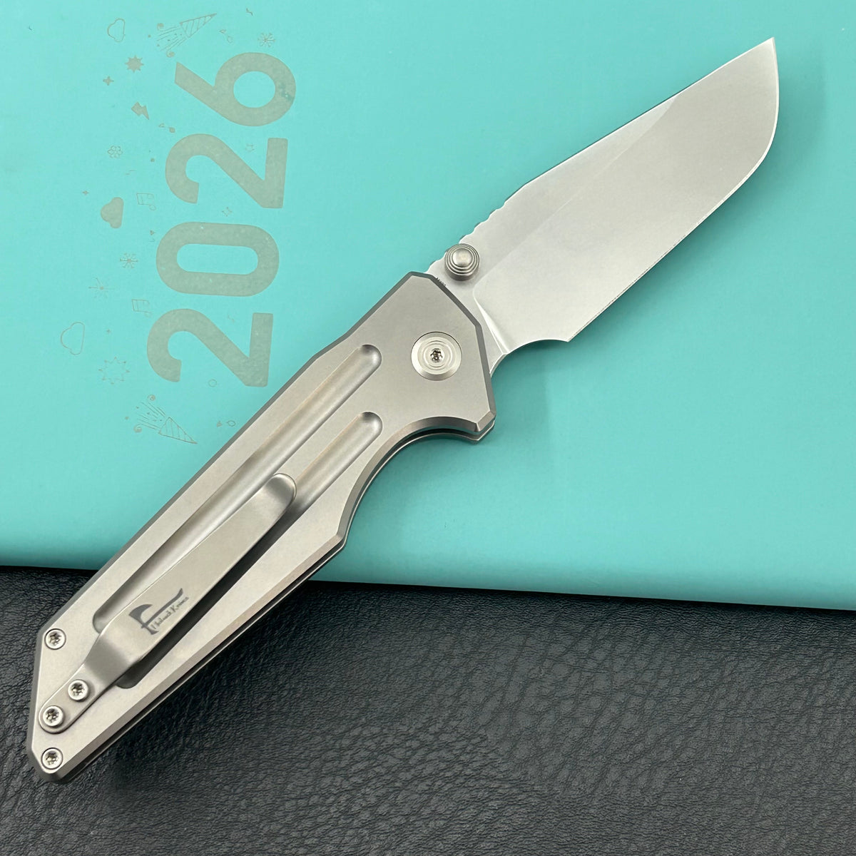 KB KNIVES KB462E Relentless Folding Knife Sandblasting Titanium Handle 3.46'' Silver Bead Blasting M390 Blade