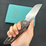 KB KNIVES KB462E Relentless Folding Knife Sandblasting Titanium Handle 3.46'' Silver Bead Blasting M390 Blade