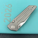KB KNIVES KB462E Relentless Folding Knife Sandblasting Titanium Handle 3.46'' Silver Bead Blasting M390 Blade