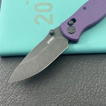 KUBEY KU481D Pebble Crossbar Lock Black Purple  14C28N Folding Knife
