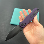 KUBEY KU481D Pebble Crossbar Lock Black Purple  14C28N Folding Knife