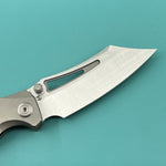 KB KNIVES KB398A Pirate Folding Knife Sandblasting Titanium Handle 3.46" Belt Satin M390 Blade