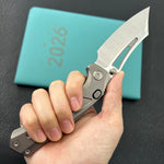 KB KNIVES KB398A Pirate Folding Knife Sandblasting Titanium Handle 3.46" Belt Satin M390 Blade