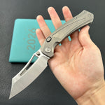 KB KNIVES KB398A Pirate Folding Knife Sandblasting Titanium Handle 3.46" Belt Satin M390 Blade