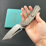KB KNIVES KB398A Pirate Folding Knife Sandblasting Titanium Handle 3.46" Belt Satin M390 Blade