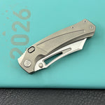 KB KNIVES KB398A Pirate Folding Knife Sandblasting Titanium Handle 3.46" Belt Satin M390 Blade
