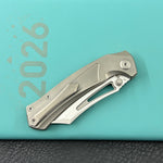 KB KNIVES KB398A Pirate Folding Knife Sandblasting Titanium Handle 3.46" Belt Satin M390 Blade