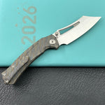 KB KNIVES KB398B Pirate Folding Knife Flame Ano Titanium Handle 3.46" Belt Satin M390 Blade
