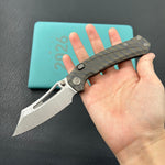 KB KNIVES KB398B Pirate Folding Knife Flame Ano Titanium Handle 3.46" Belt Satin M390 Blade