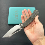 KB KNIVES KB398B Pirate Folding Knife Flame Ano Titanium Handle 3.46" Belt Satin M390 Blade