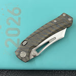 KB KNIVES KB398B Pirate Folding Knife Flame Ano Titanium Handle 3.46" Belt Satin M390 Blade