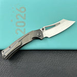 KB KNIVES KB398C Pirate Folding Knife DLC Titanium Handle 3.46" Belt Satin M390 Blade