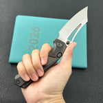 KB KNIVES KB398C Pirate Folding Knife DLC Titanium Handle 3.46" Belt Satin M390 Blade