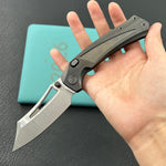 KB KNIVES KB398C Pirate Folding Knife DLC Titanium Handle 3.46" Belt Satin M390 Blade