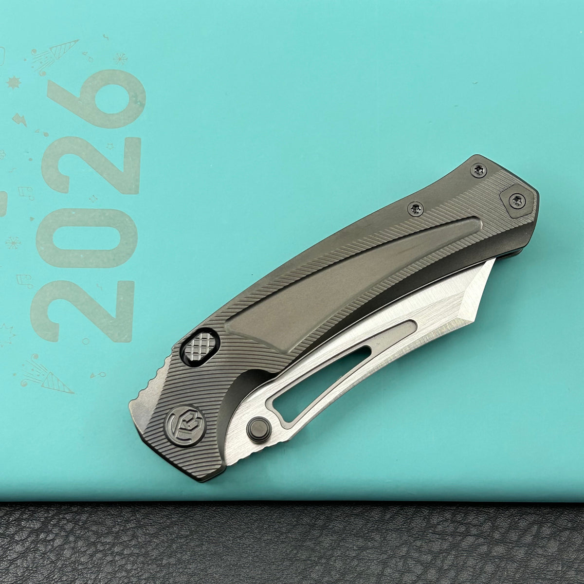 KB KNIVES KB398C Pirate Folding Knife DLC Titanium Handle 3.46" Belt Satin M390 Blade