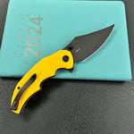 KUBEY knife KU181G Ceto Flipper Camping Folding Knife Yellow G-10 Handle 3.46" Blackwash 14C28N Blade