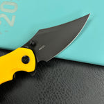KUBEY knife KU181G Ceto Flipper Camping Folding Knife Yellow G-10 Handle 3.46" Blackwash 14C28N Blade