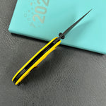 KUBEY knife KU181G Ceto Flipper Camping Folding Knife Yellow G-10 Handle 3.46" Blackwash 14C28N Blade