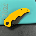 KUBEY knife KU181G Ceto Flipper Camping Folding Knife Yellow G-10 Handle 3.46" Blackwash 14C28N Blade