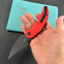 KUBEY KU181E Ceto Flipper Camping Folding Knife Red G-10 Handle 3.46" Blackwash 14C28N Blade