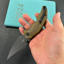 KUBEY KU181 Ceto Flipper Camping Folding Knife Ultem Handle 3.46" Blackwash 14C28N Blade