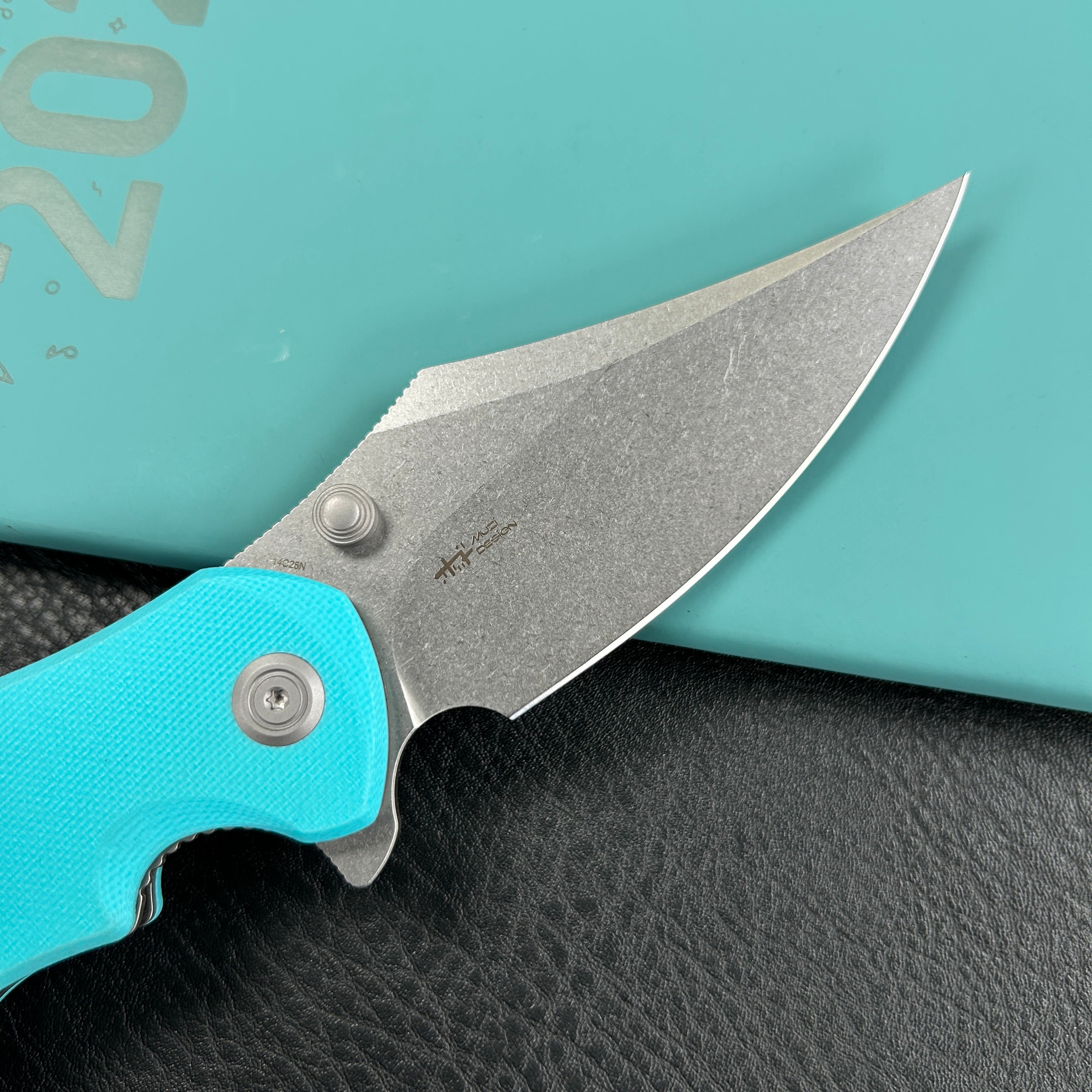 KUBEY  KU181B Ceto Flipper Camping Folding Knife Tiffany Blue G-10 Handle 3.46" Stonewash 14C28N Blade