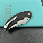 KUBEY KU181A Ceto Flipper Camping Folding Knife Black G-10 Handle 3.46" Stonewash 14C28N Blade