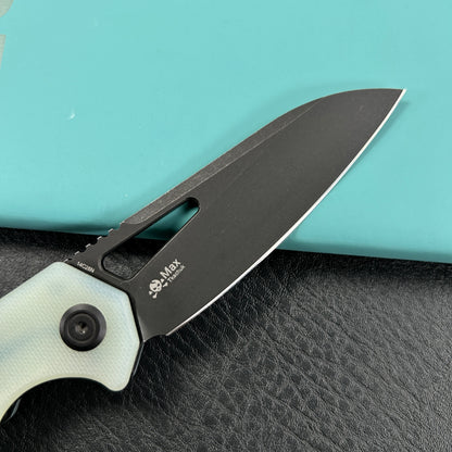 KUBEY KU291R Vagrant Liner Lock Folding Knife Jade G10 Handle 3.1" Blackwash 14C28N