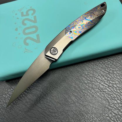 KB KNIVES KB406C Spike Folding Knife Regular DLC Titanium with Zircuti Inlay 3.11'' Regular DLC M390