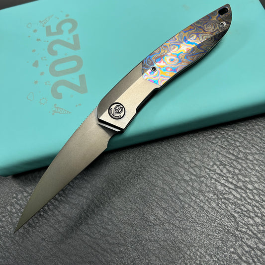 KB KNIVES KB406C Spike Folding Knife Regular DLC Titanium with Zircuti Inlay 3.11'' Regular DLC M390