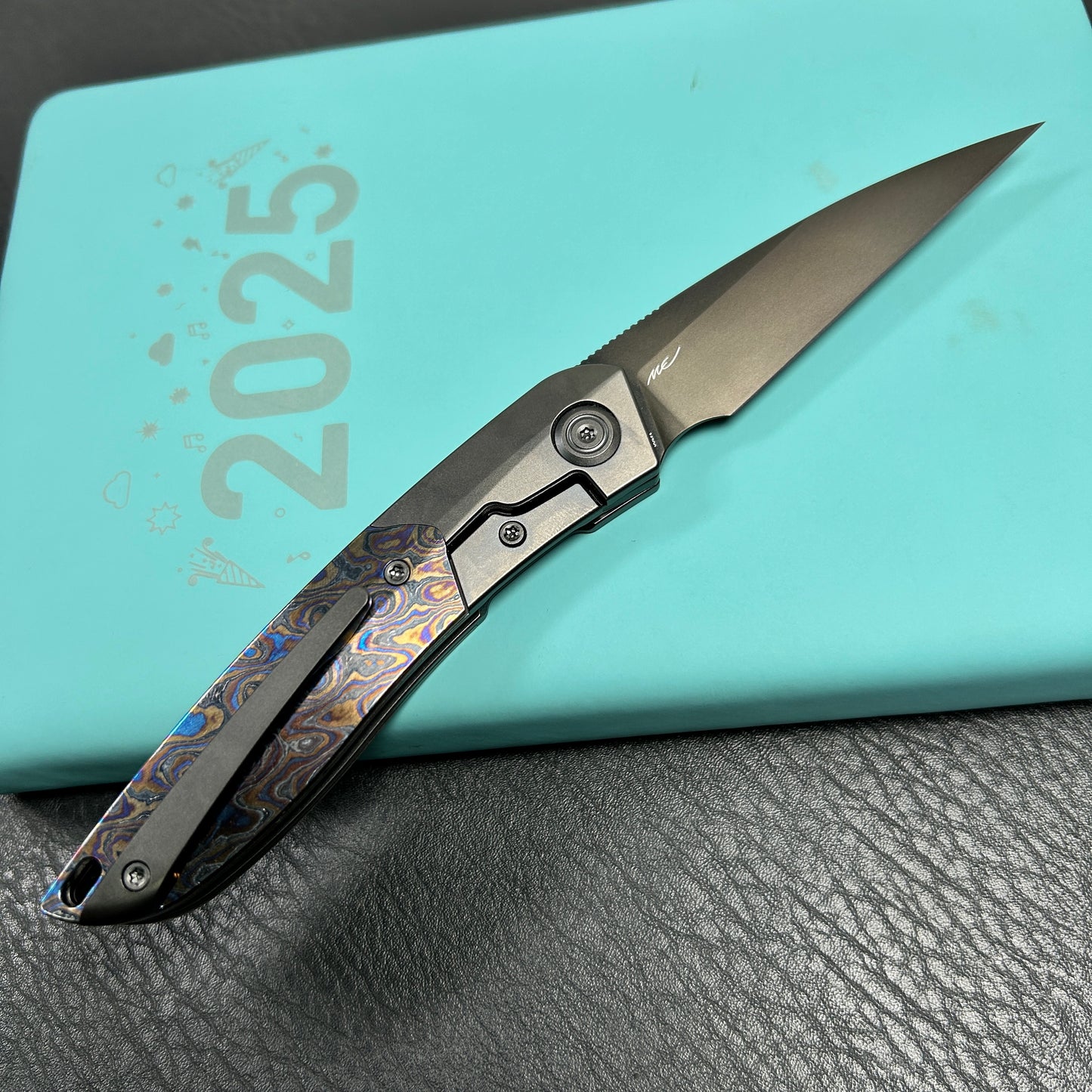 KB KNIVES KB406C Spike Folding Knife Regular DLC Titanium with Zircuti Inlay 3.11'' Regular DLC M390