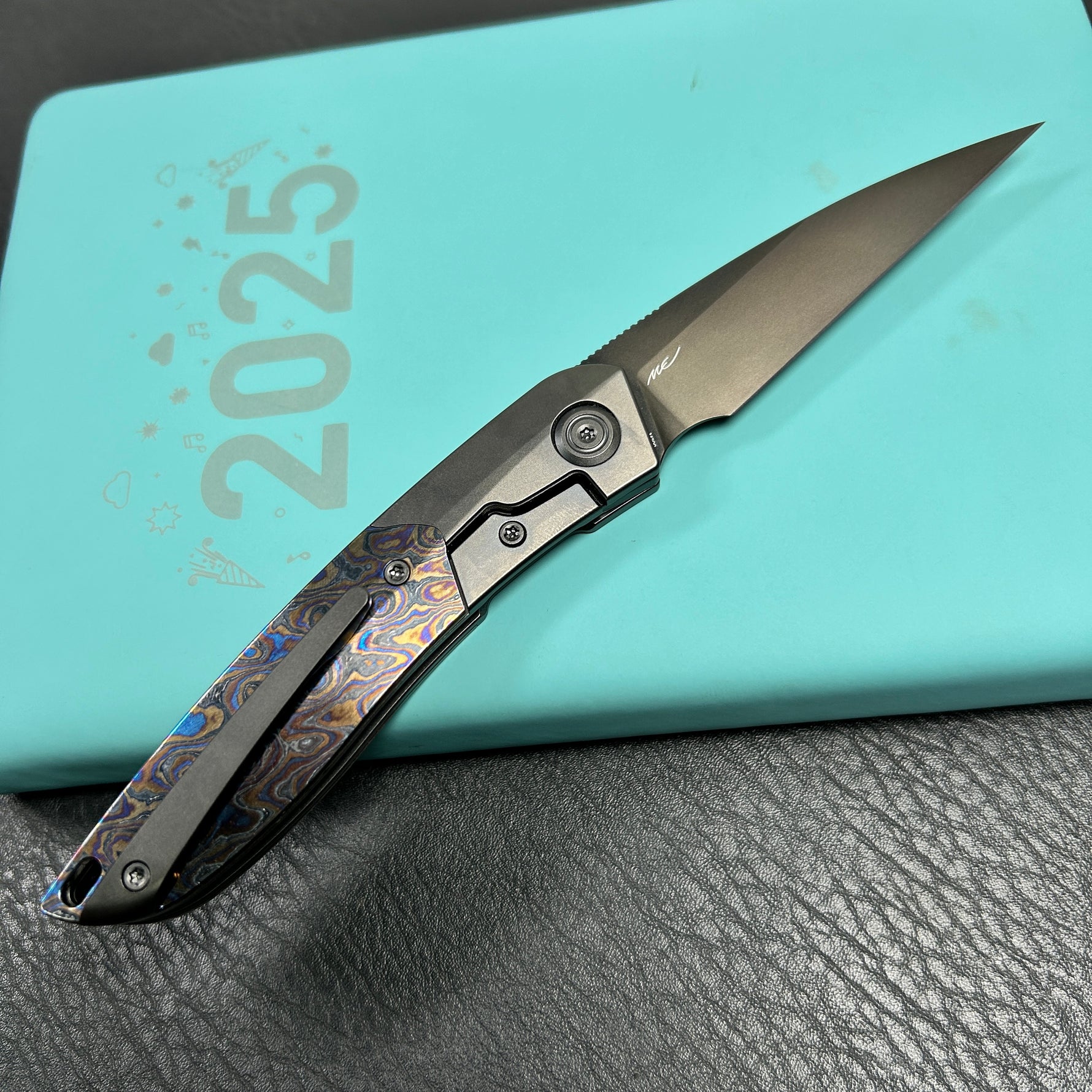 KB KNIVES KB406C Spike Folding Knife Regular DLC Titanium with Zircuti Inlay 3.11'' Regular DLC M390