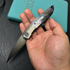KB KNIVES KB406C Spike Folding Knife Regular DLC Titanium with Zircuti Inlay 3.11'' Regular DLC M390