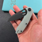KUBEY KU291R Vagrant Liner Lock Folding Knife Jade G10 Handle 3.1" Blackwash 14C28N