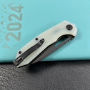 KUBEY KU291R Vagrant Liner Lock Folding Knife Jade G10 Handle 3.1" Blackwash 14C28N