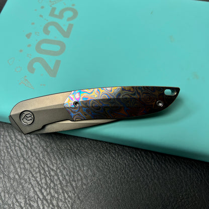 KB KNIVES KB406C Spike Folding Knife Regular DLC Titanium with Zircuti Inlay 3.11'' Regular DLC M390