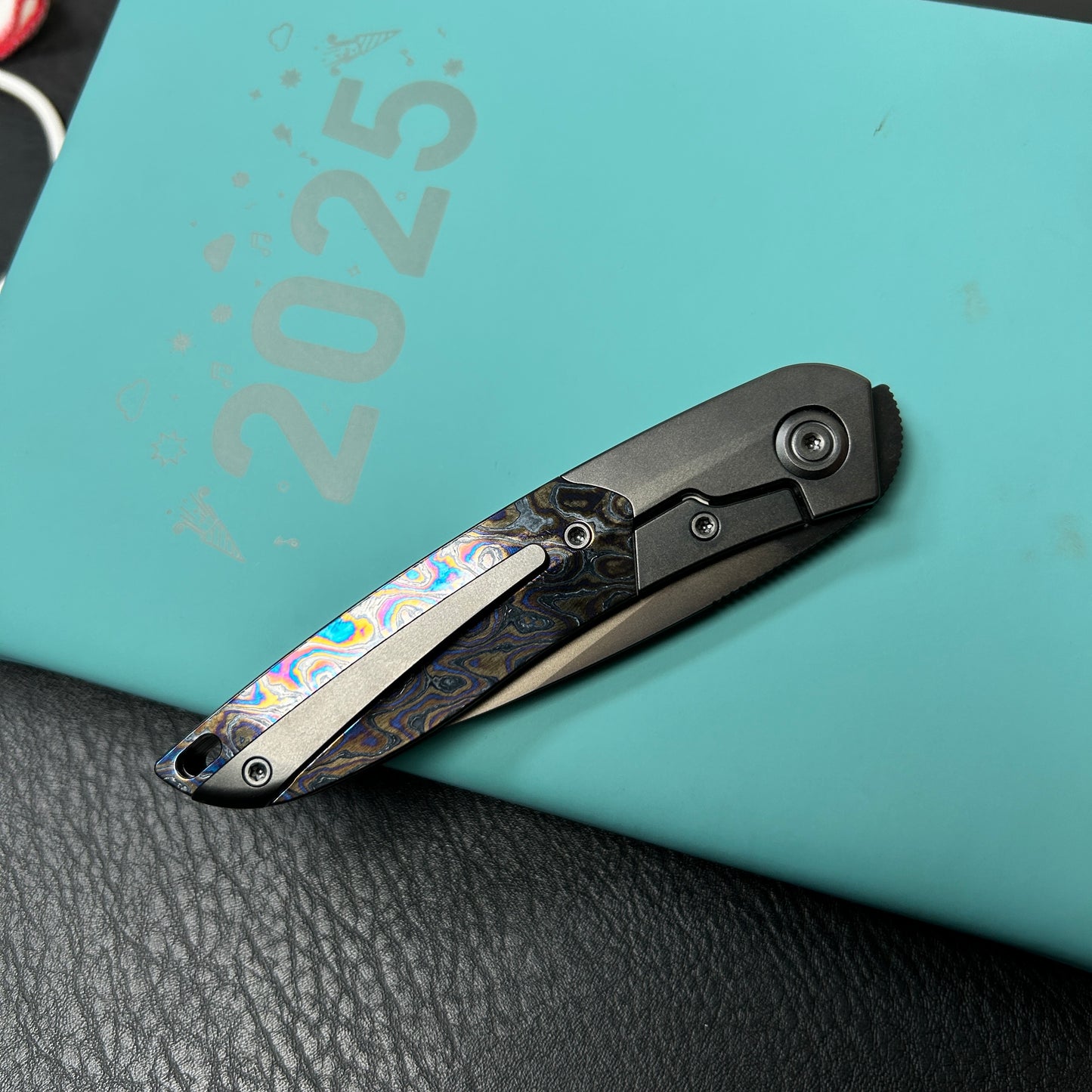 KB KNIVES KB406C Spike Folding Knife Regular DLC Titanium with Zircuti Inlay 3.11'' Regular DLC M390