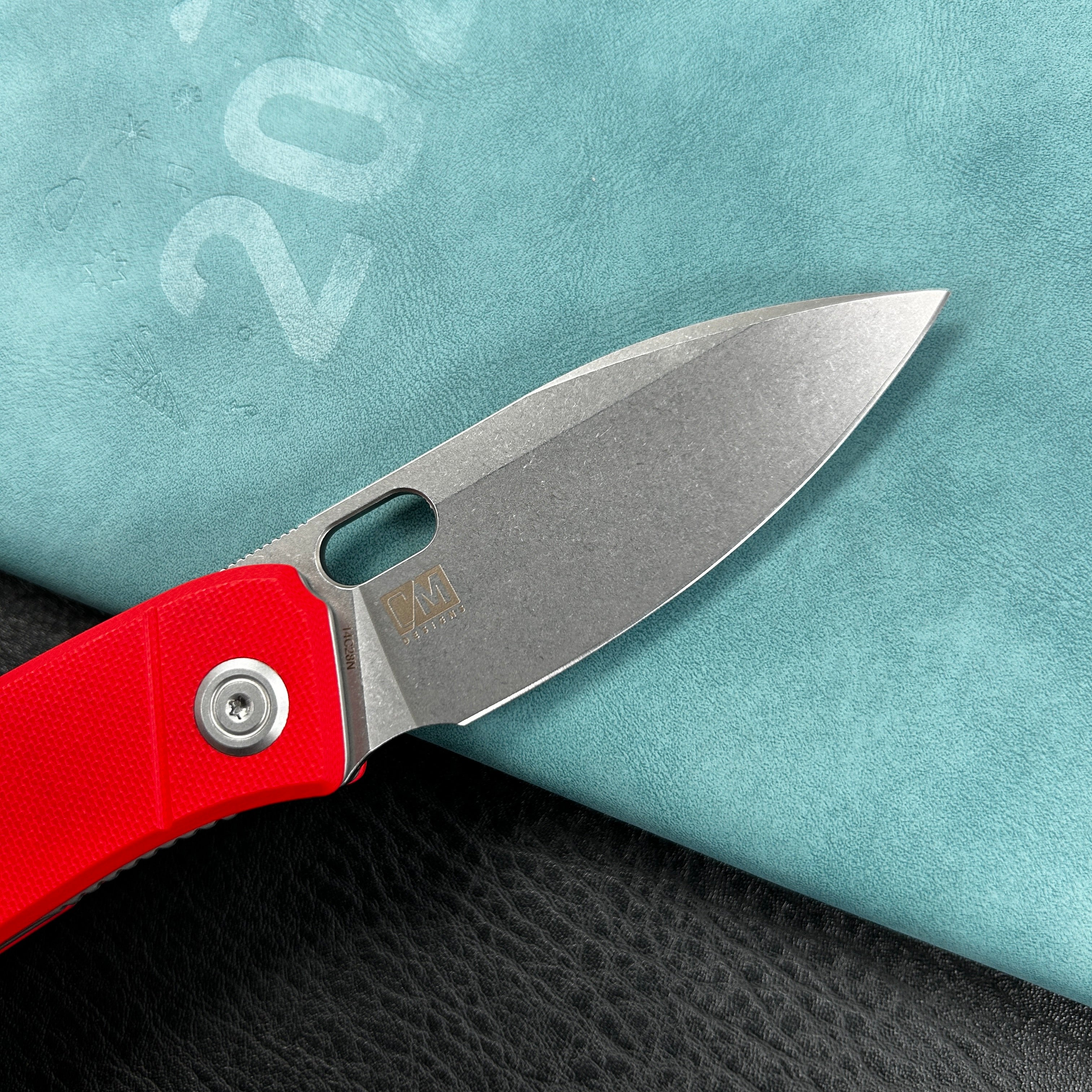 KUBEY KU2104G Hyde Liner Lock Folding Knife Red G10 Handle 2.95" Bead Blasted 14C28N