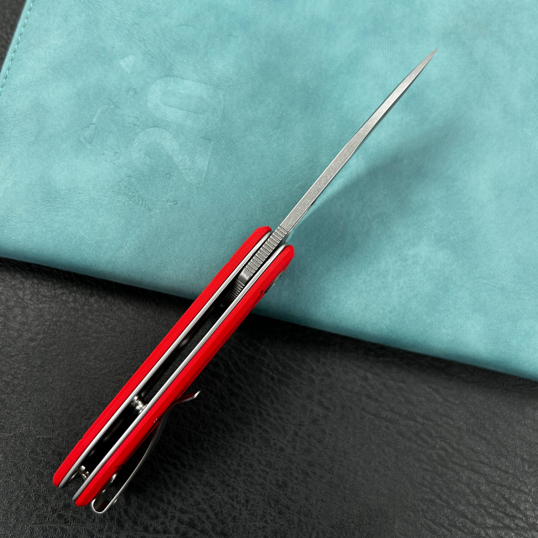 KUBEY knife KU2104G Hyde Liner Lock Folding Knife Red G10 Handle 2.95" Bead Blasted 14C28N