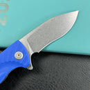 KUBEY KU208G  Timberwolf Flipper Outdoor Folding Knife Blue G-10 Handle 3.46" Stonewash 14C28N Blade