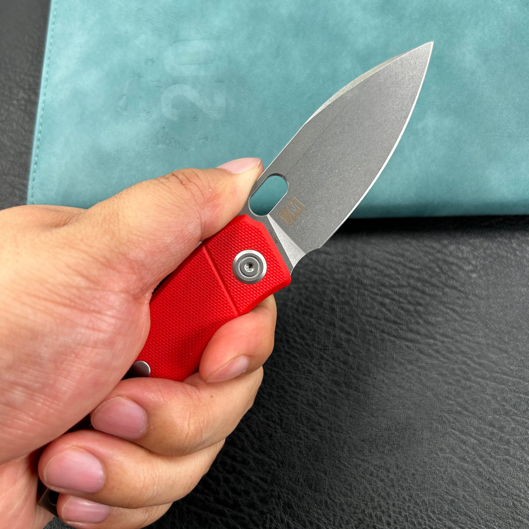 KUBEY knife KU2104G Hyde Liner Lock Folding Knife Red G10 Handle 2.95" Bead Blasted 14C28N