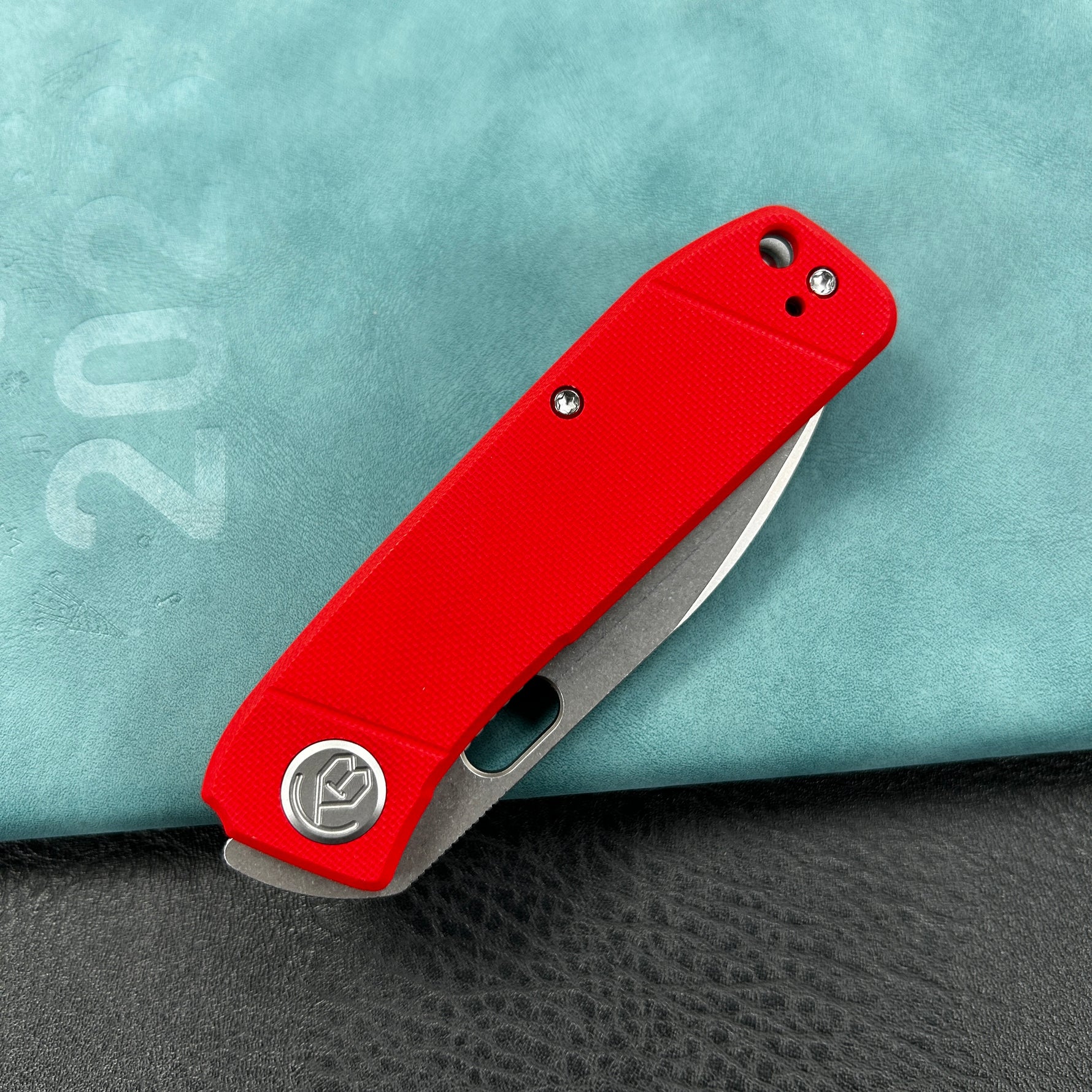 KUBEY knife KU2104G Hyde Liner Lock Folding Knife Red G10 Handle 2.95" Bead Blasted 14C28N