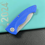KUBEY knife KU208G  Timberwolf Flipper Outdoor Folding Knife Blue G-10 Handle 3.46" Stonewash 14C28N Blade