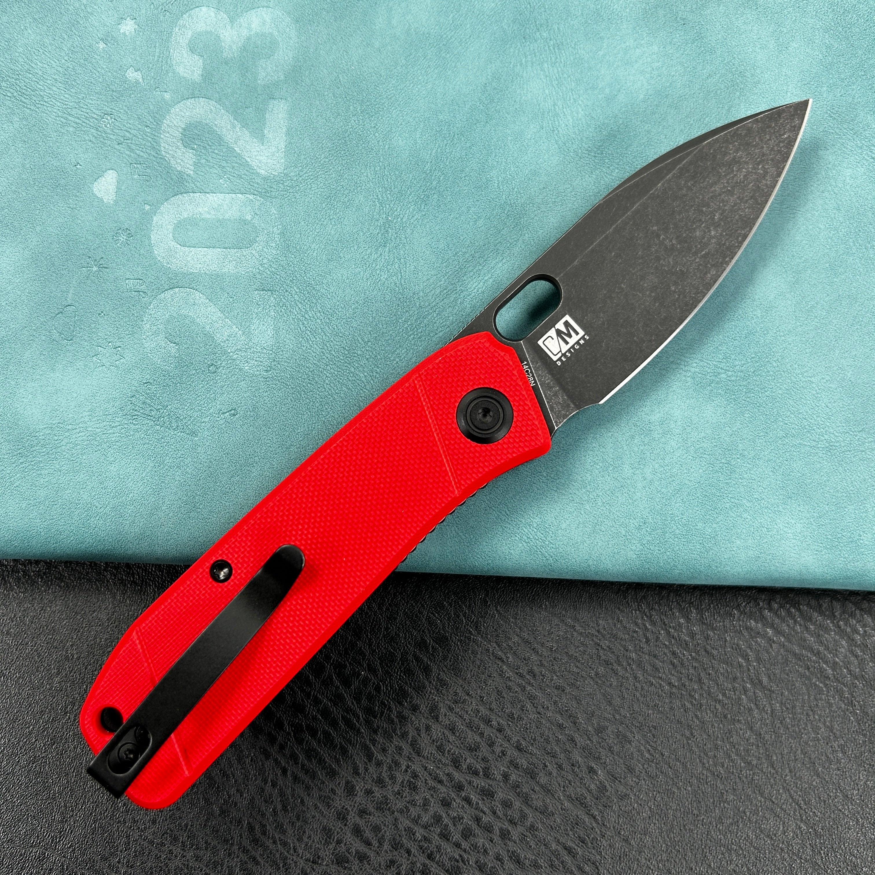 KUBEY KU2104F Hyde Liner Lock Folding Knife Red G10 Handle 2.95" Blackwash 14C28N