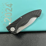 KUBEY KU208D Timberwolf Flipper Outdoor Folding Knife Black G-10 Handle 3.46" Stonewash 14C28N Blade